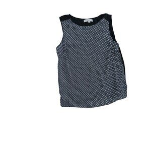 Ann Taylor Loft Womens Sleeveless Black & White Geometric Print Top Size M